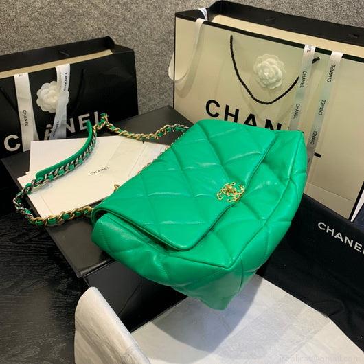 Chanel 19 Maxi Handbag Lambskin Gold AS1162 Green