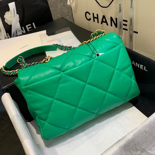Chanel 19 Maxi Handbag Lambskin Gold AS1162 Green