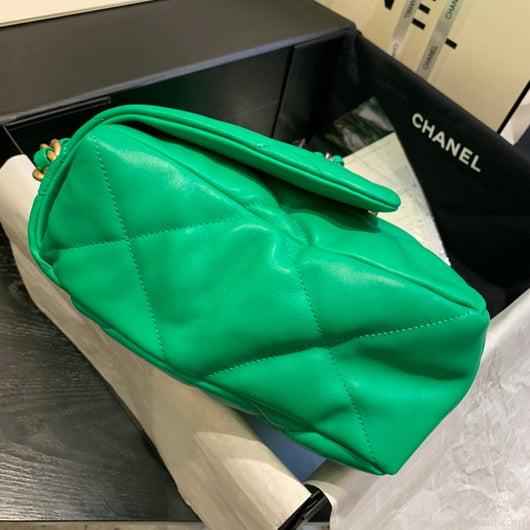 Chanel 19 Maxi Handbag Lambskin Gold AS1162 Green