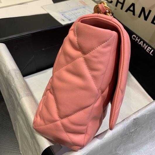 Chanel 19 Maxi Handbag Lambskin Gold AS1162 Pink