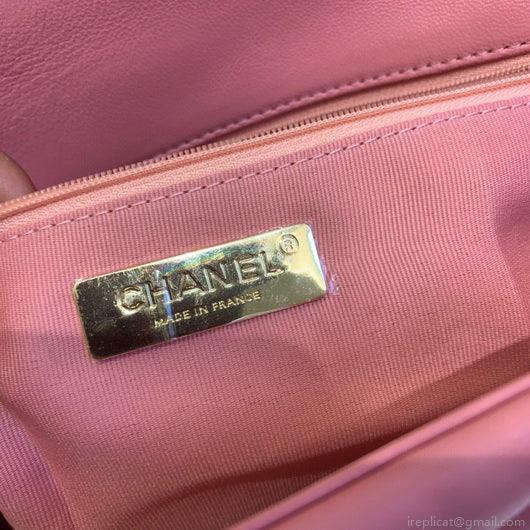 Chanel 19 Maxi Handbag Lambskin Gold AS1162 Pink