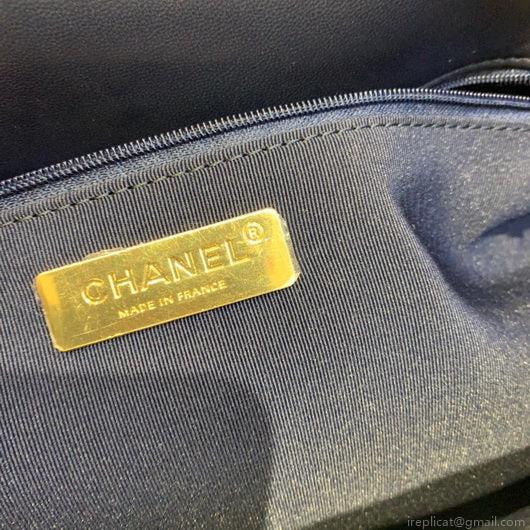 Chanel 19 Maxi Handbag Lambskin Gold AS1162 Navy Blue