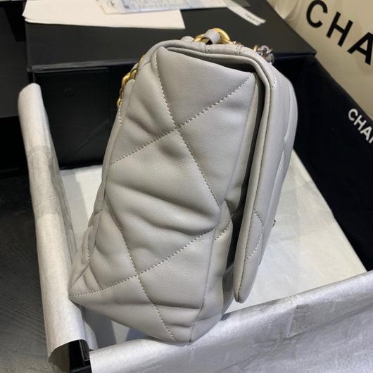 Chanel 19 Maxi Handbag Lambskin Gold AS1162 Grey