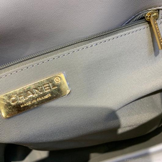 Chanel 19 Maxi Handbag Lambskin Gold AS1162 Grey