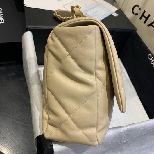 Chanel 19 Maxi Handbag Lambskin Gold AS1162 Apricot