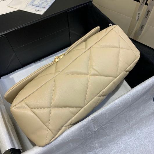 Chanel 19 Maxi Handbag Lambskin Gold AS1162 Apricot