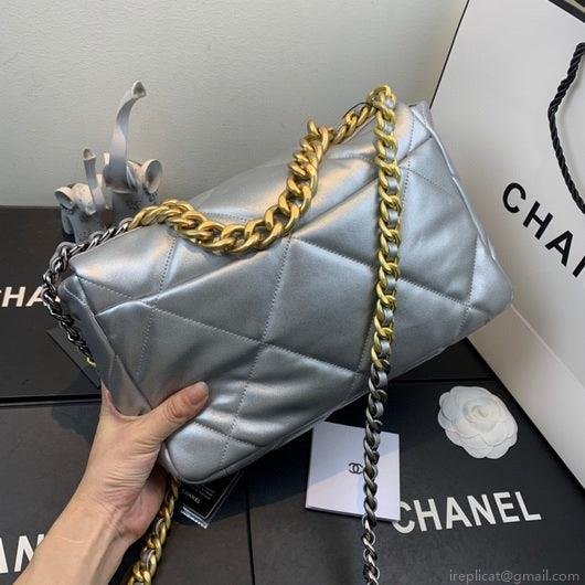 Chanel As1160 Chanel 19 Handbag Flap Lambskin Silvery