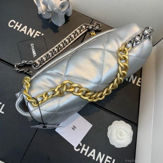 Chanel As1160 Chanel 19 Handbag Flap Lambskin Silvery