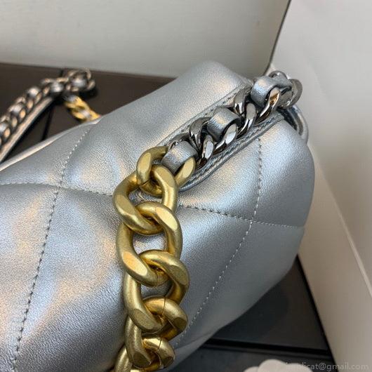 Chanel As1160 Chanel 19 Handbag Flap Lambskin Silvery