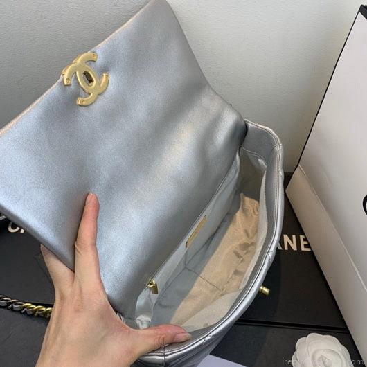 Chanel As1160 Chanel 19 Handbag Flap Lambskin Silvery