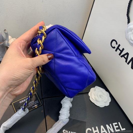 Chanel As1160 Chanel 19 Handbag Flap Lambskin Blue