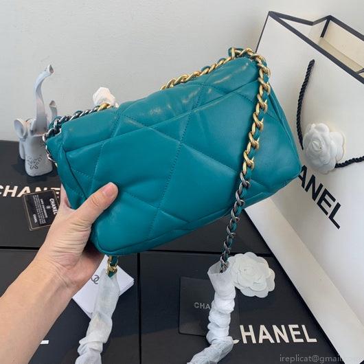 Chanel As1160 Chanel 19 Handbag Flap Lambskin Dark Green
