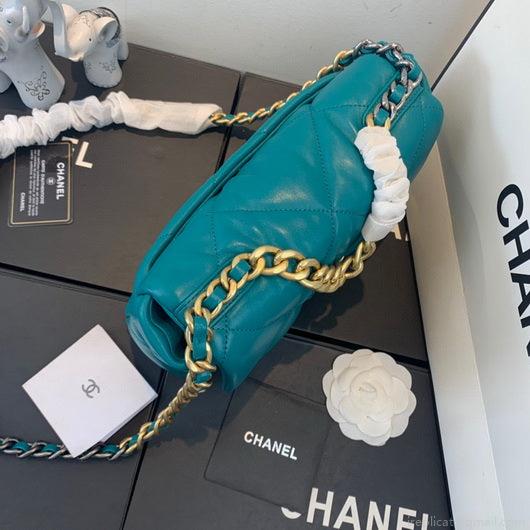 Chanel As1160 Chanel 19 Handbag Flap Lambskin Dark Green