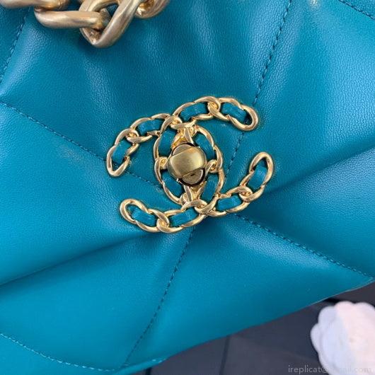 Chanel As1160 Chanel 19 Handbag Flap Lambskin Dark Green