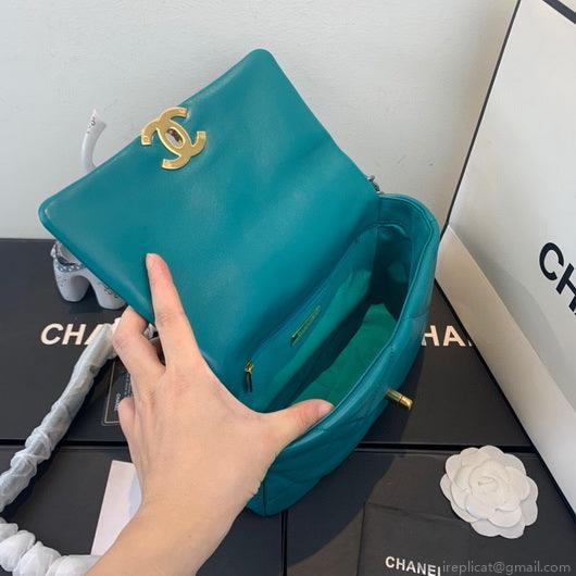 Chanel As1160 Chanel 19 Handbag Flap Lambskin Dark Green