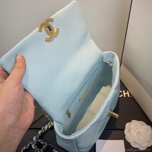 Chanel As1160 Chanel 19 Handbag Flap Lambskin Lake Light Blue