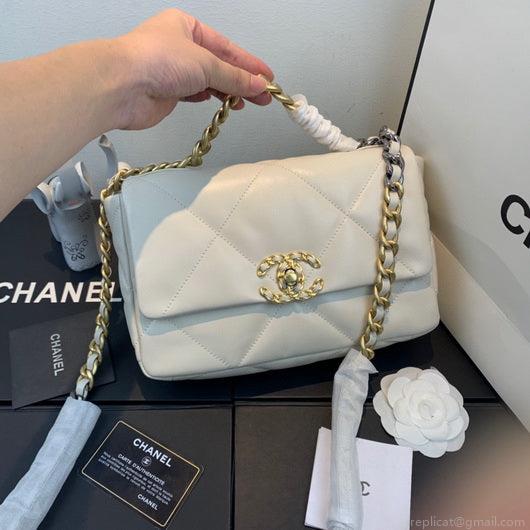 Chanel As1160 Chanel 19 Handbag Flap Lambskin Beige