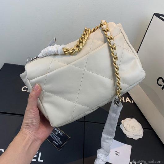 Chanel As1160 Chanel 19 Handbag Flap Lambskin Beige