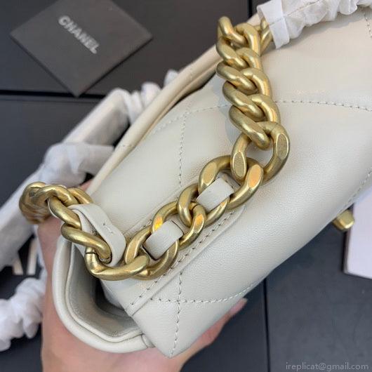 Chanel As1160 Chanel 19 Handbag Flap Lambskin Beige
