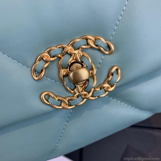 Chanel As1160 Chanel 19 Handbag Flap Lambskin Azure Blue