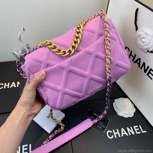 Chanel As1160 Chanel 19 Handbag Flap Shoulder Velvet Pink