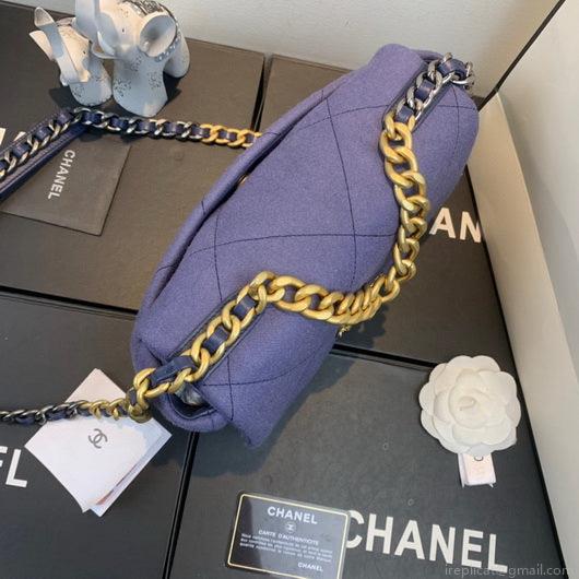 Chanel As1160 Chanel 19 Handbag Flap Shoulder Velvet Navy Blue
