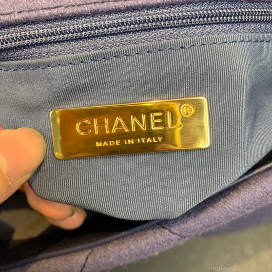Chanel As1160 Chanel 19 Handbag Flap Shoulder Velvet Navy Blue