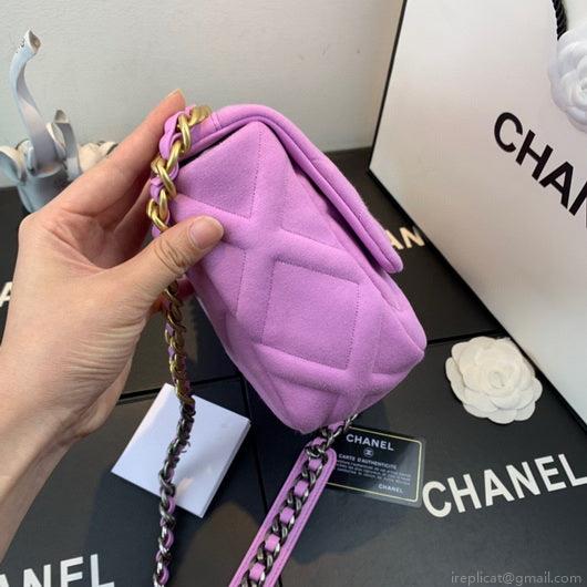 Chanel As1160 Chanel 19 Handbag Flap Shoulder Velvet Rose Red