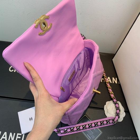 Chanel As1160 Chanel 19 Handbag Flap Shoulder Velvet Rose Red