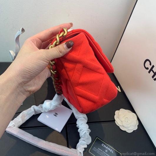Chanel As1160 Chanel 19 Handbag Flap Shoulder Velvet Red