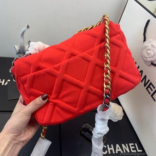Chanel As1160 Chanel 19 Handbag Flap Shoulder Velvet Red