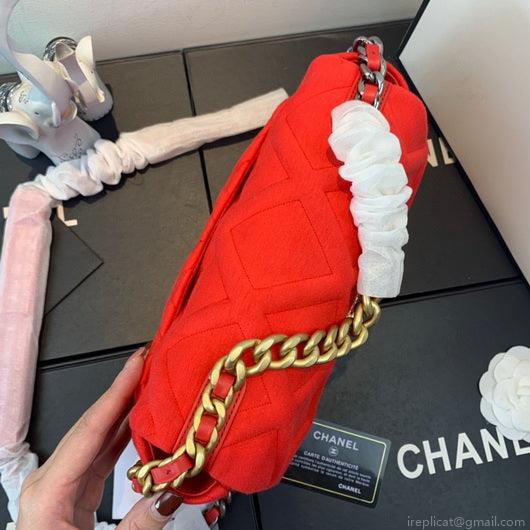 Chanel As1160 Chanel 19 Handbag Flap Shoulder Velvet Red