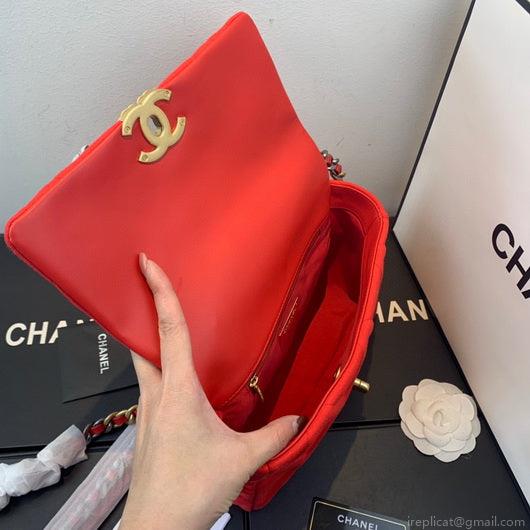 Chanel As1160 Chanel 19 Handbag Flap Shoulder Velvet Red