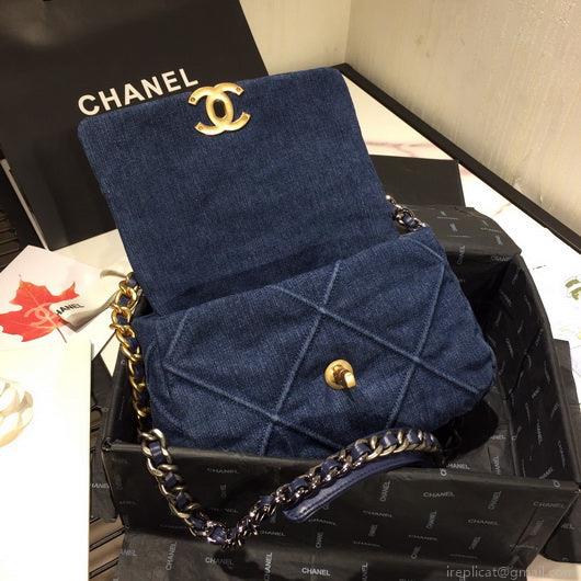 Chanel As1160 Chanel 19 Handbag Flap Shoulder Denim Blue