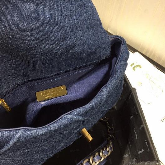 Chanel As1160 Chanel 19 Handbag Flap Shoulder Denim Blue