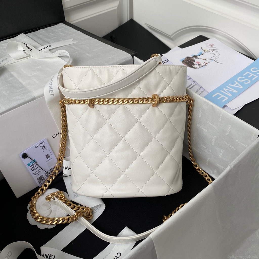 Chanel Bucket Bag Lambskin AS3116 White