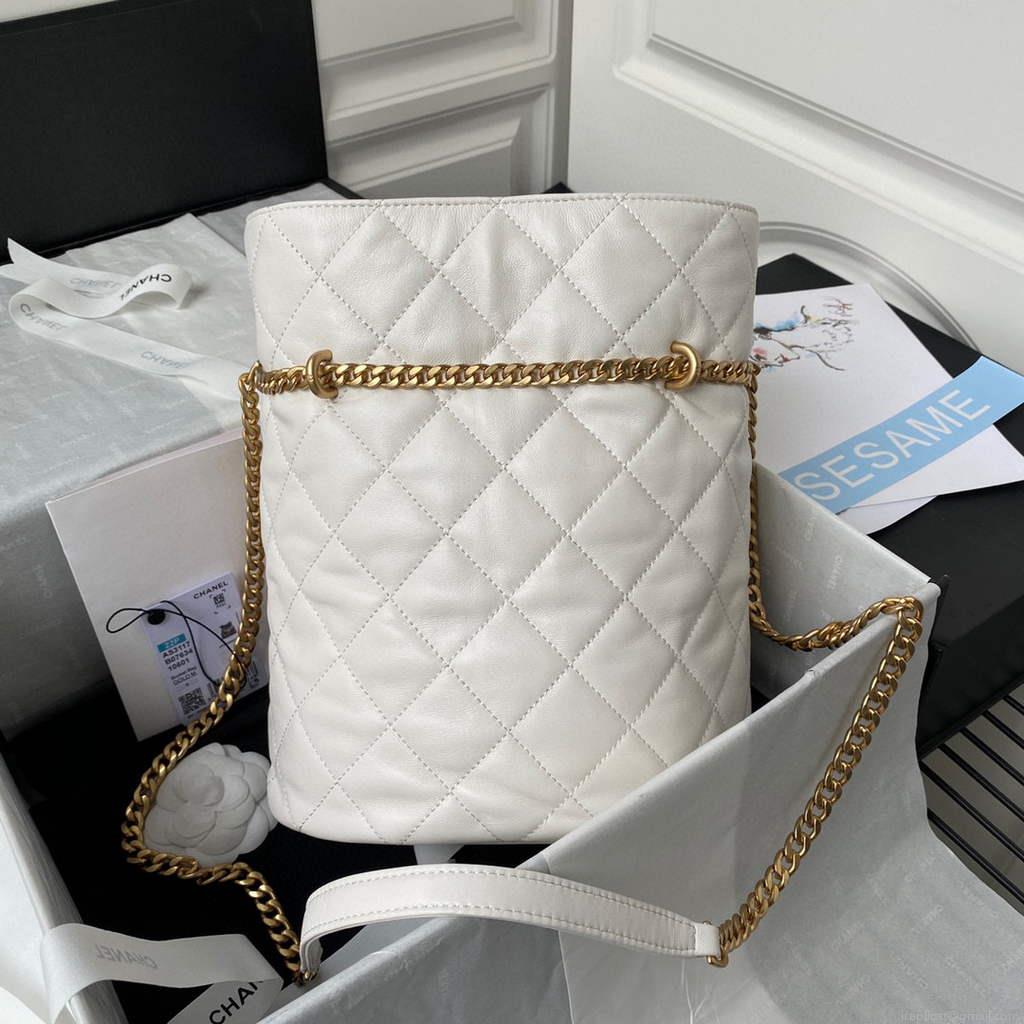 Chanel AS3117 Bucket Bag Lambskin White