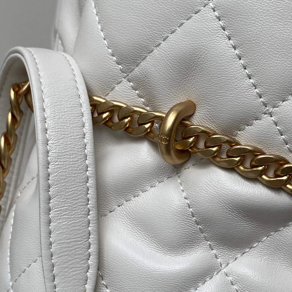 Chanel AS3117 Bucket Bag Lambskin White