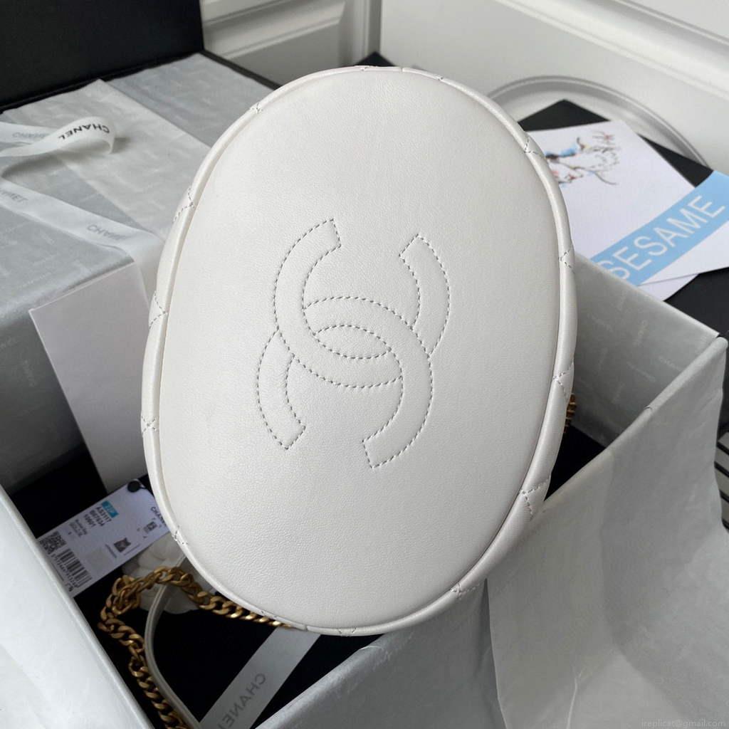Chanel AS3117 Bucket Bag Lambskin White