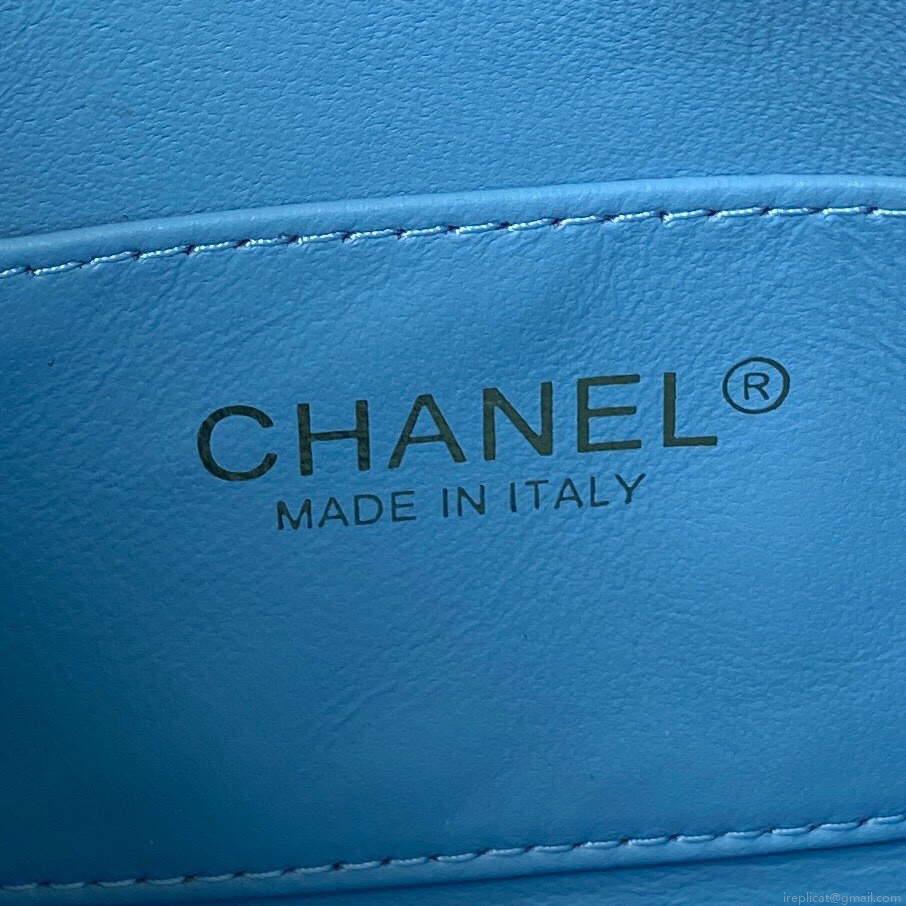 Chanel Small Hobo Bag Lambskin Gold AS3223 Blue