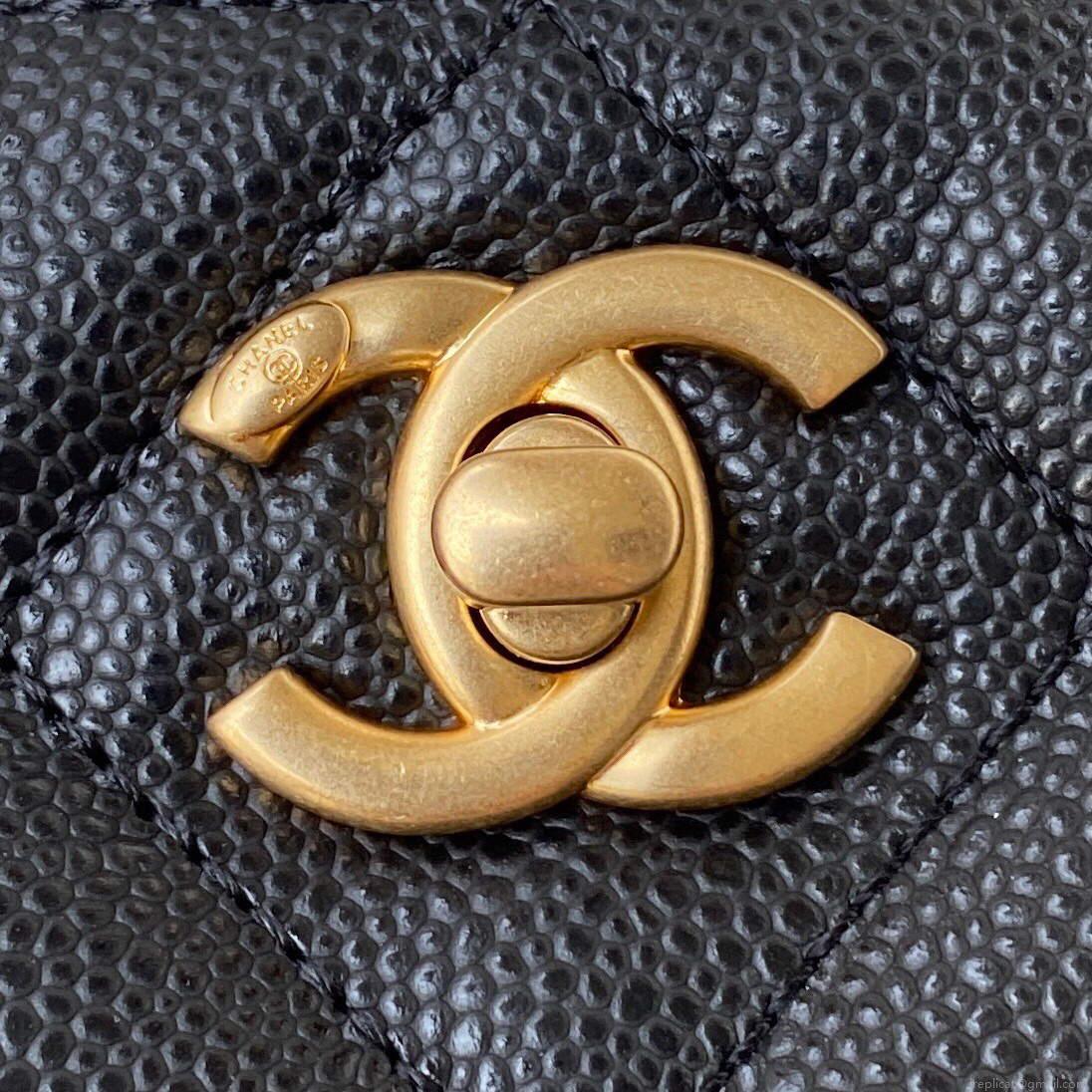 Chanel Small Hobo Bag Grained Calfskin Gold AS3223 Black