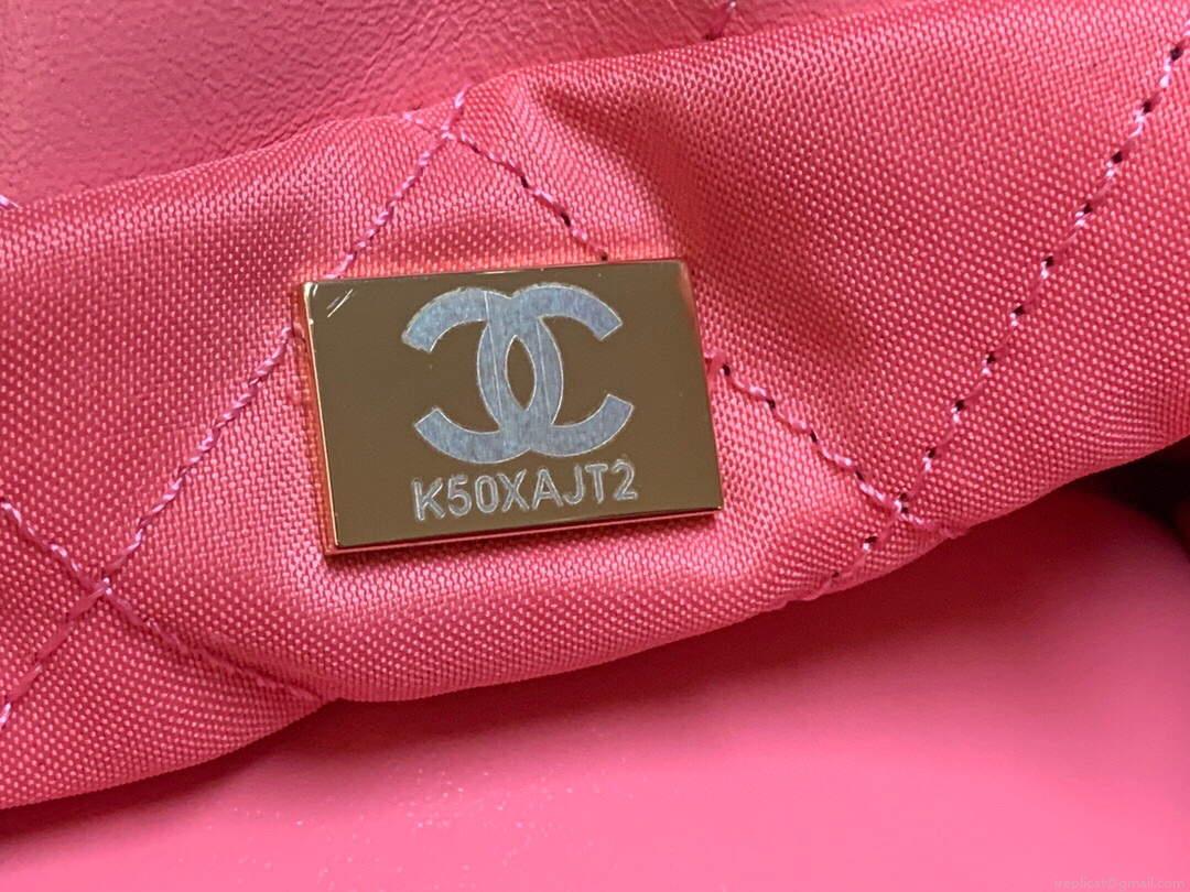Chanel 22 Small Handbag Shiny Calfskin AS3260 Pink Gold