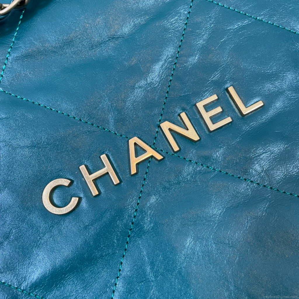 Chanel AS3260 22 Small Handbag Shiny Calfskin Green Gold