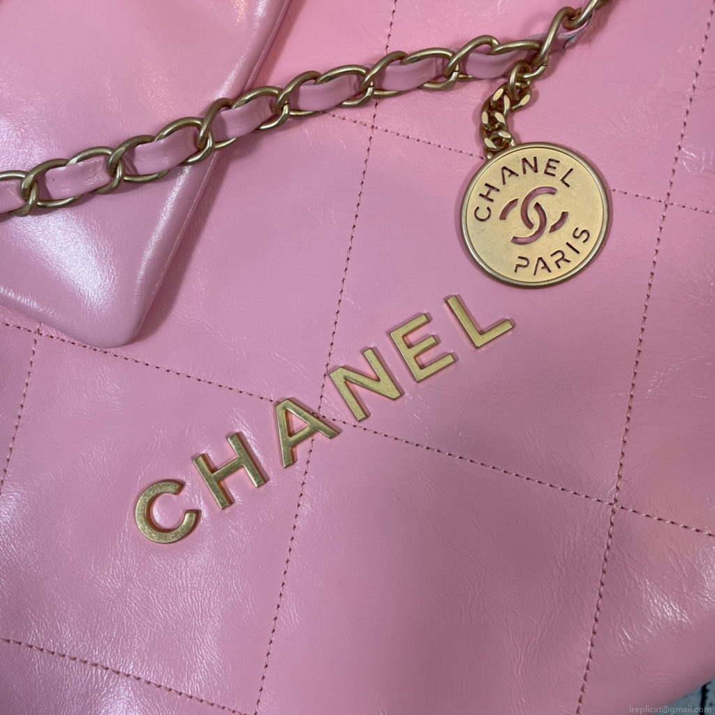 Chanel AS3260 22 Small Handbag Shiny Calfskin Light Pink Gold