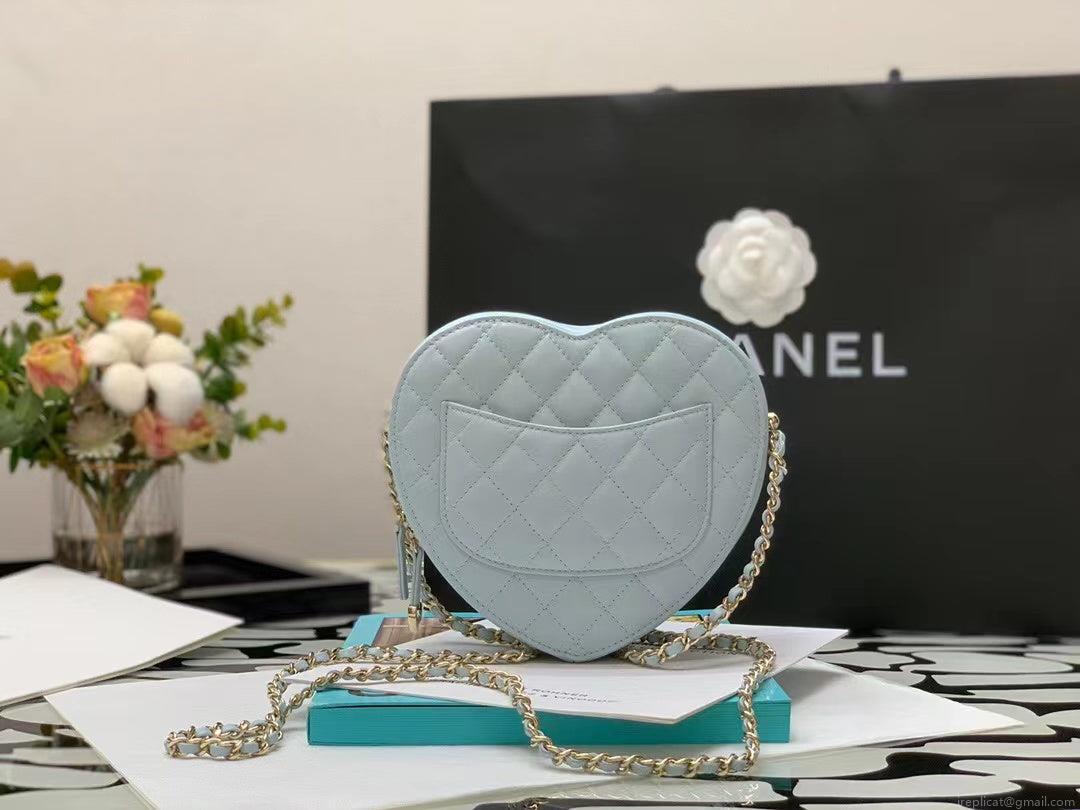 Chanel AS3191 Large Heart Bag Lambskin Light Blue