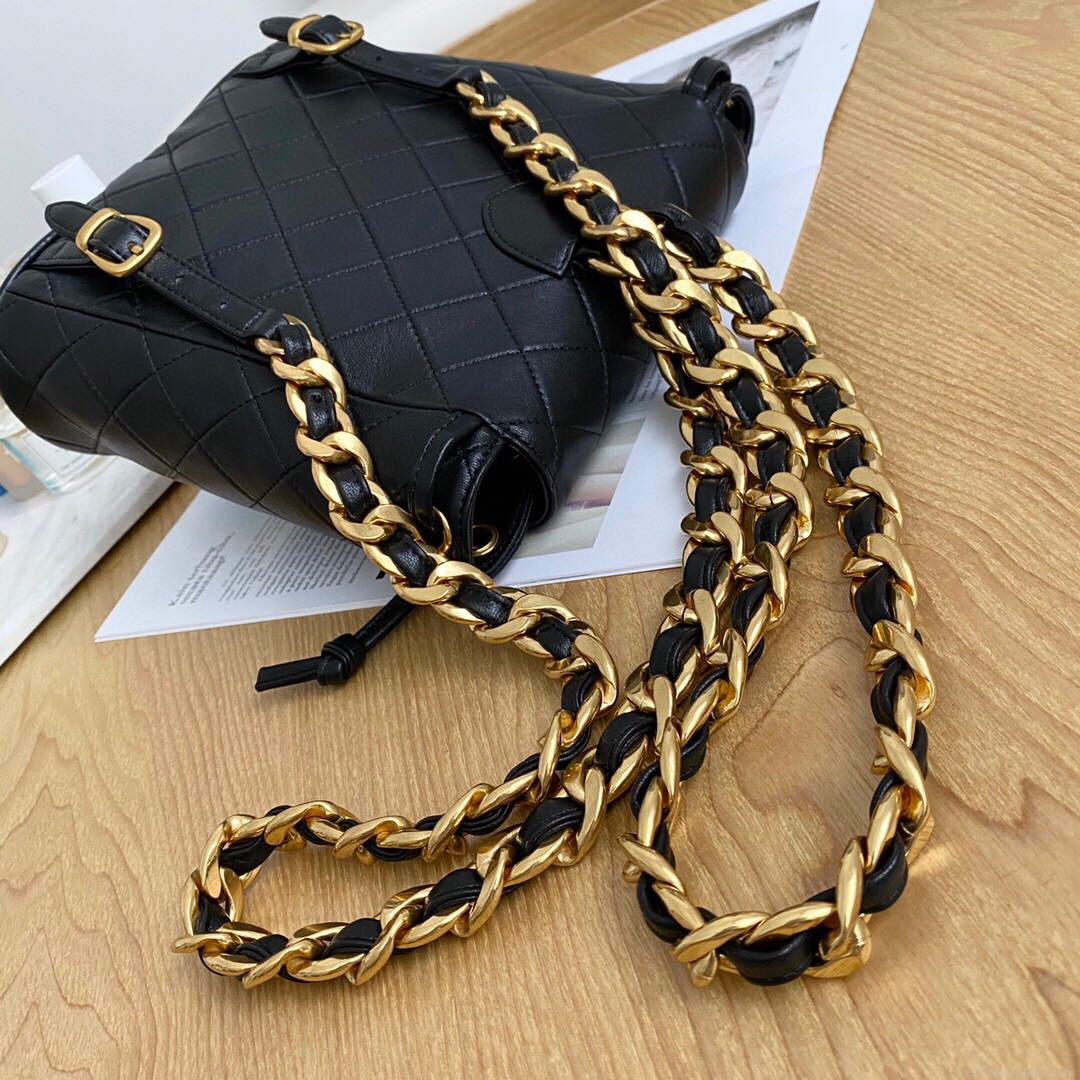 Chanel A88792 Backpack Calfskin Black Gold