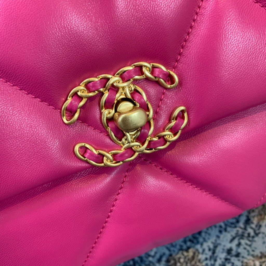 Chanel 19 Maxi Handbag Lambskin Gold AS1162 Plum