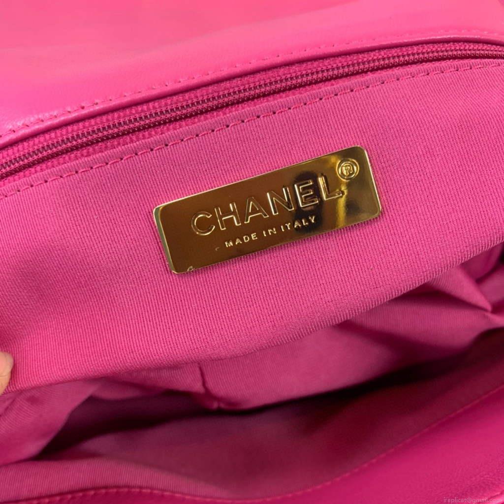 Chanel 19 Maxi Handbag Lambskin Gold AS1162 Plum