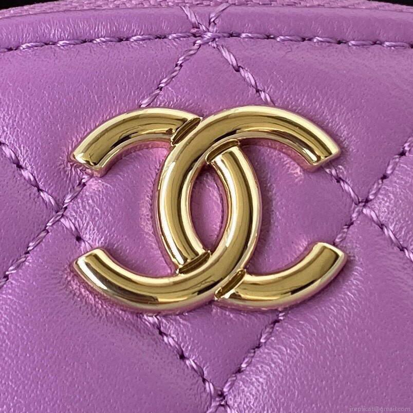 Chanel Vanity Case Shiny Lambskin Gold AP2731 Purple