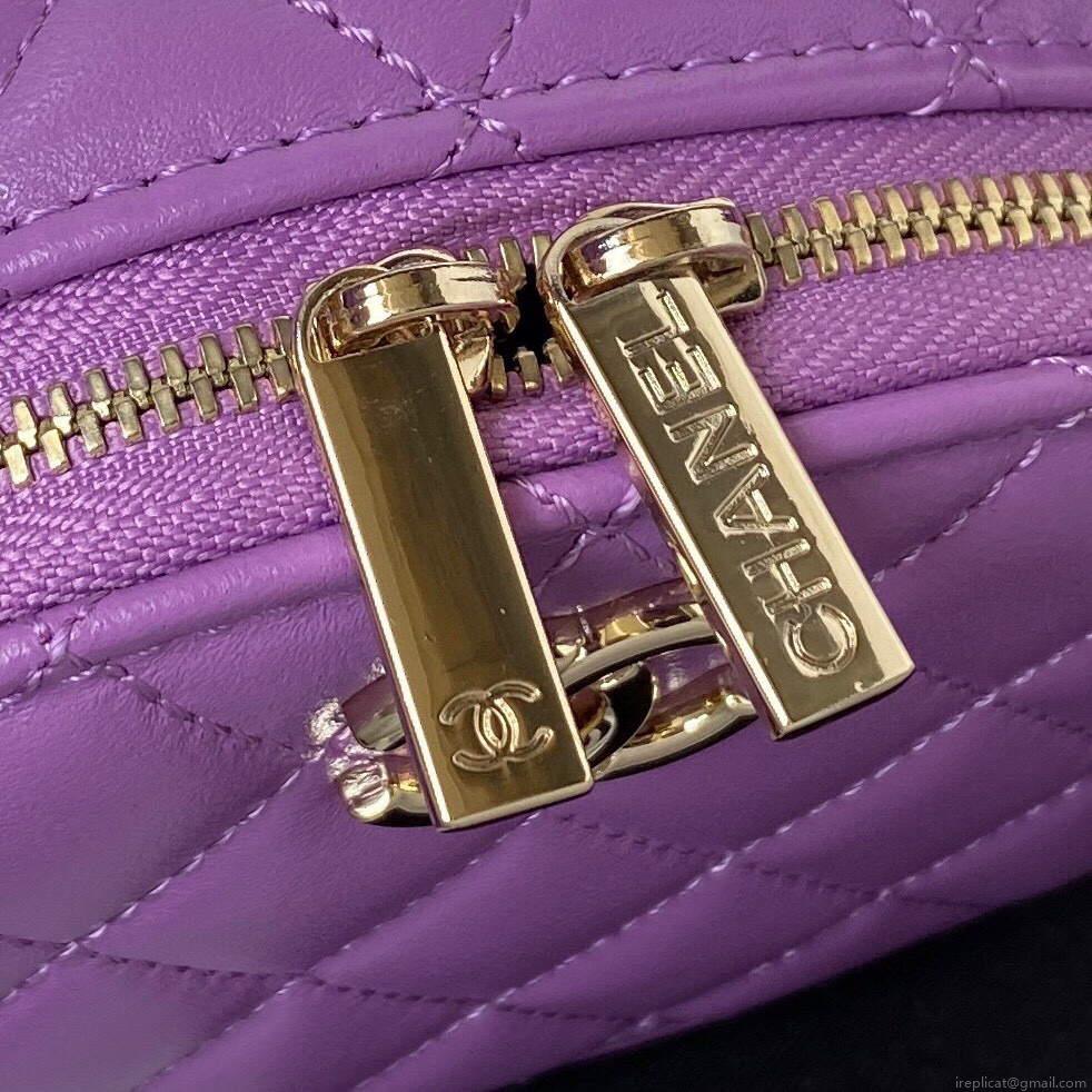 Chanel Vanity Case Shiny Lambskin Gold AP2731 Purple